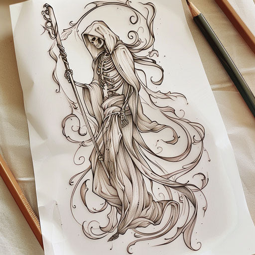 Artistic Reaper Tattoo Sketches