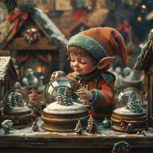 The elf at the Christmas market selling magical snow globes
