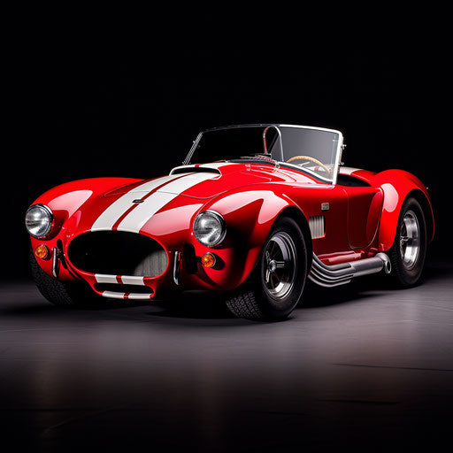 Bright cherry red AC Shelby Cobra car