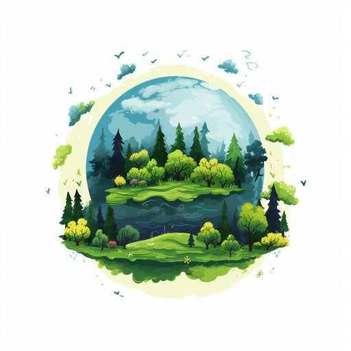 Earth Day illustration in minimalist style on white background