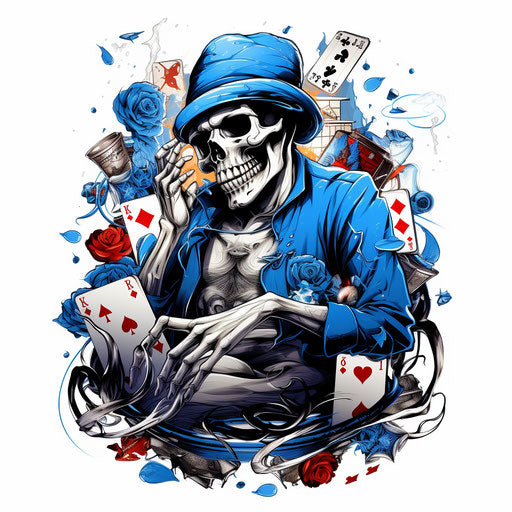 Skull and cigarette with cards royalty ilustration design 3D