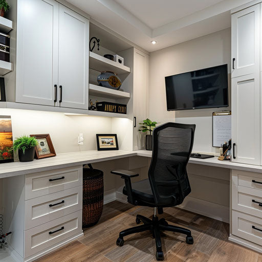 Custom-built corner desk for a home office