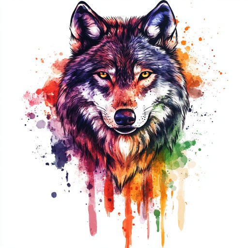 Wolf tattoos for men with watercolor on white background