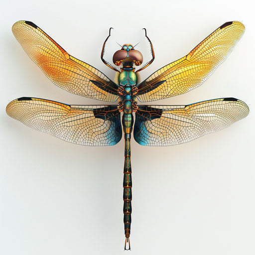 Dragonfly clipart in photo realistic style on white background