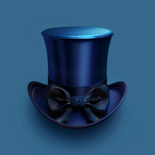 Photo-realistic top hat clipart on flat indigo background