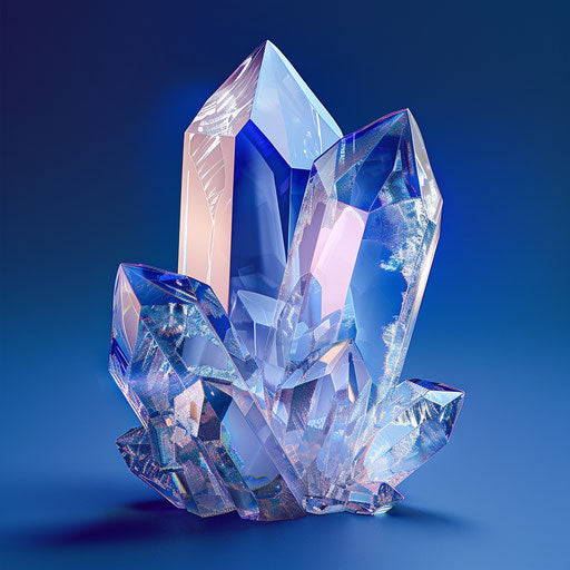 Crystal clipart shines on flat royal blue background