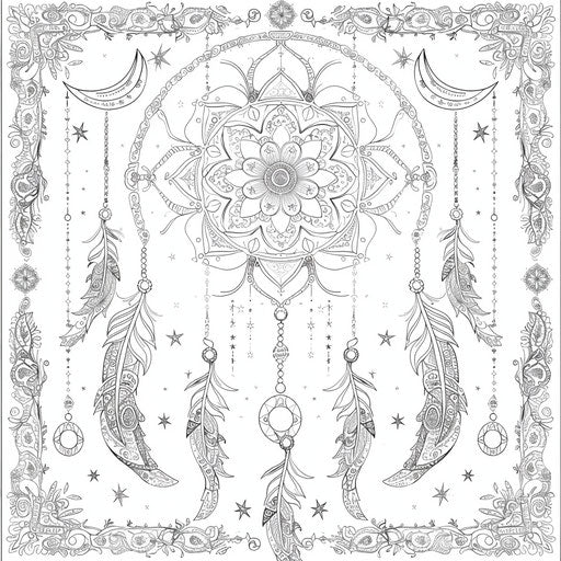 Dream catcher with paisley patterns and artistic details