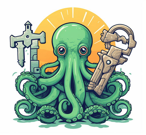 Cute octopus with key to the ocean