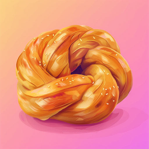 Realistic bun clipart with flat random color background