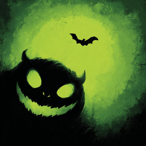 Green Panel with Pumpkin and Bat
