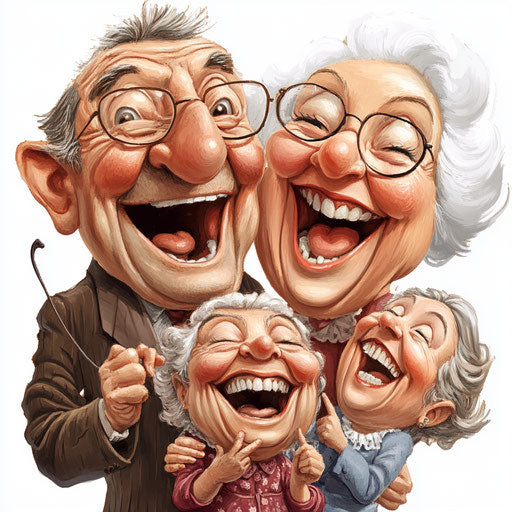 Charming Family Picture Caricature Clipart for Wedding Favors