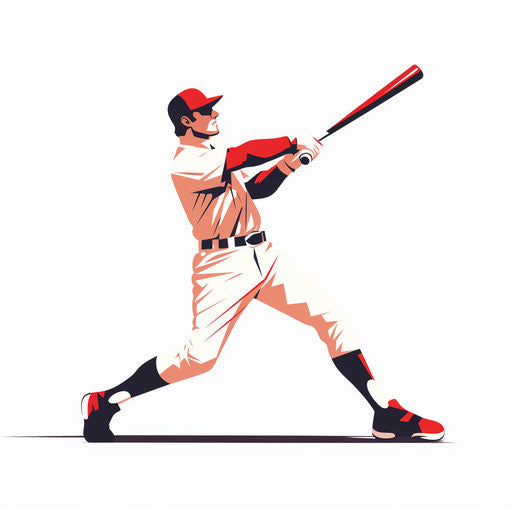 Minimalist baseball player on white background