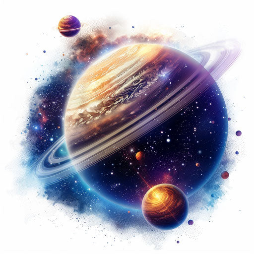 Realistic space clipart with dynamic colors