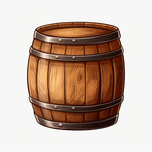 Barrel clipart in the style of oil painting, on white background