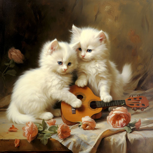 White cat kittens playing