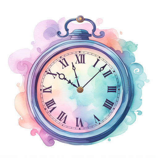 Clock illustration in the style of Pastel Colors Art