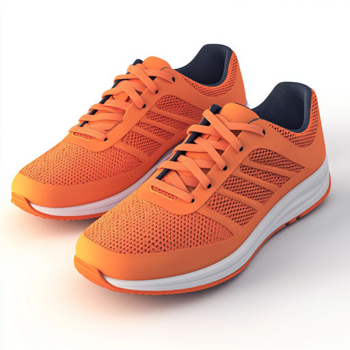 3D Athletic Shoes on Flat White Background, Isolated Clipart