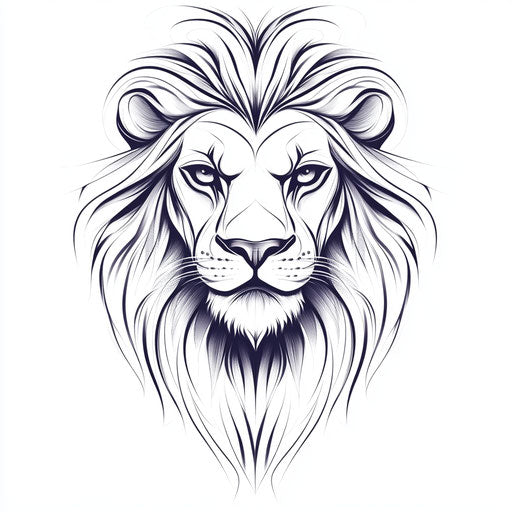 Stylized lion head tattoo in bold lines