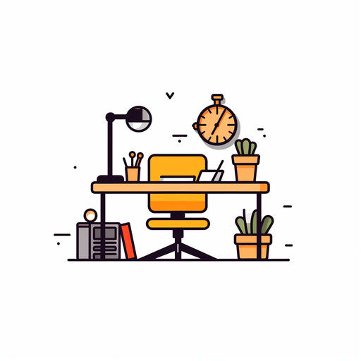 Minimalist style desk illustration, on a white background