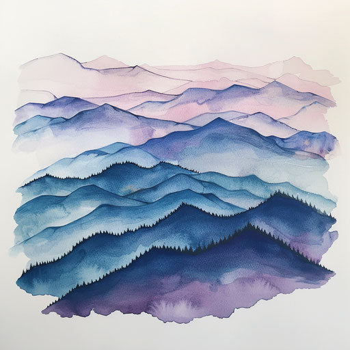 Watercolor tattoo of Blue Ridge mountains