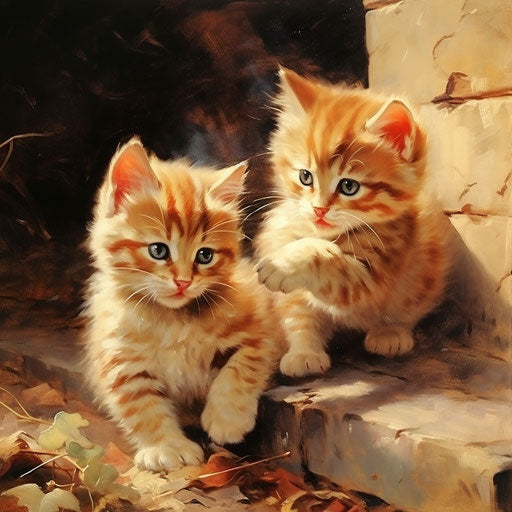 Manx cat kittens playing