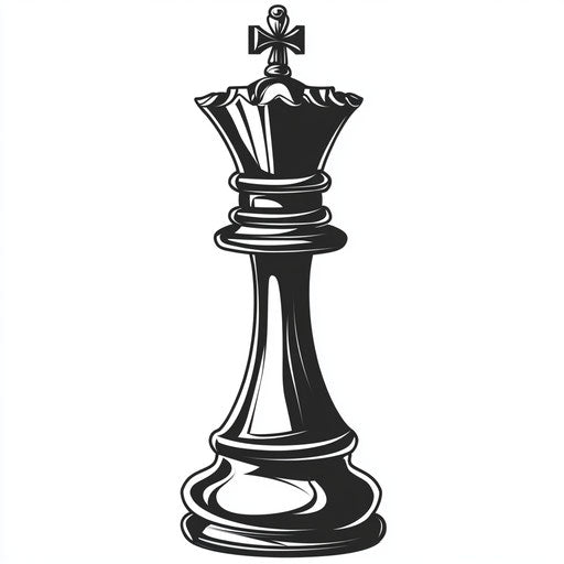 Beautiful flat tattoo sketch of queen chess piece