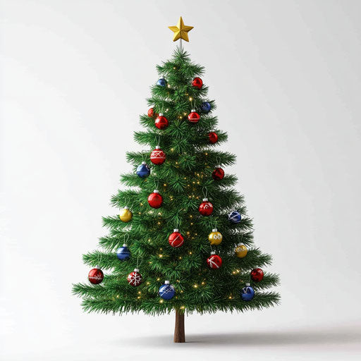 3D Christmas images in photorealistic style with flat white background, isolated clipart