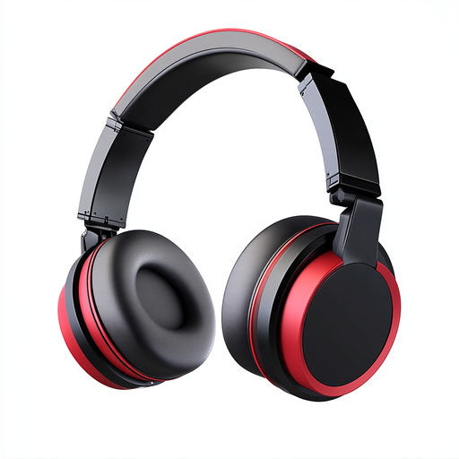 3D DJ Headphones on flat white background, isolated clipart
