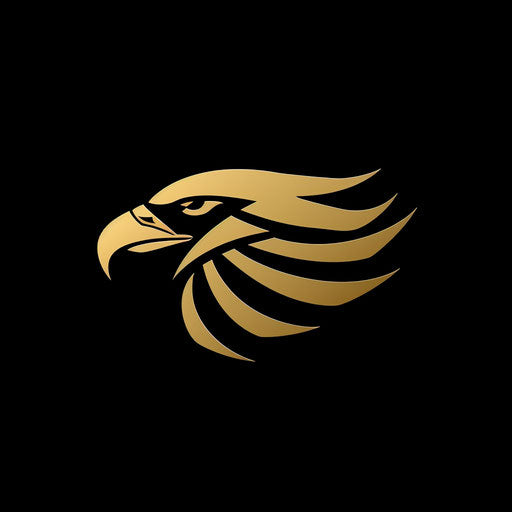 Elegant eagle logo with gold emblem on black background
