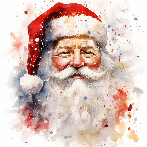 Santa face clipart in Impressionistic Art style