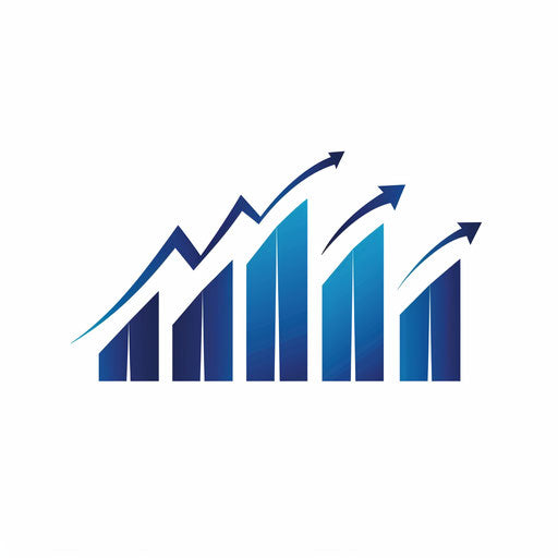 Finance logo with rising graph and currency symbols