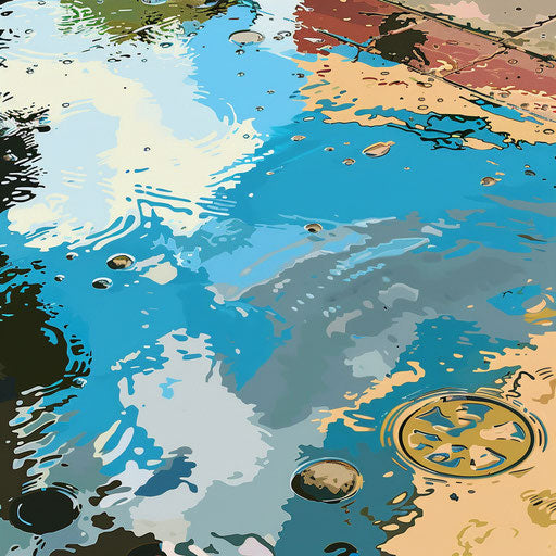 Realistic style clipart of puddle on random colorful background