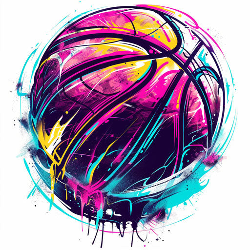 Edgy tattoo sketch of a graffiti-style basketball