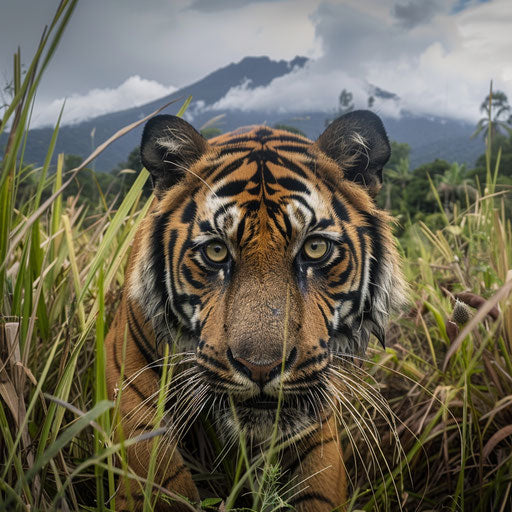 Sumatran tiger hunting near Mount Kerinci