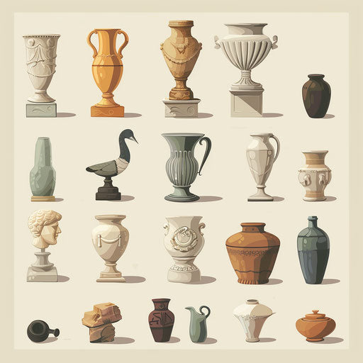 Museum clipart with muted tones and elegant simplicity