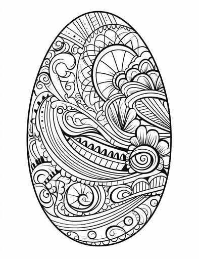 Easter egg coloring page, magnified ornamentation style