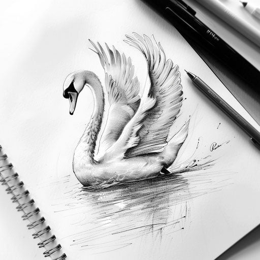 Elegant swan gliding on calm water