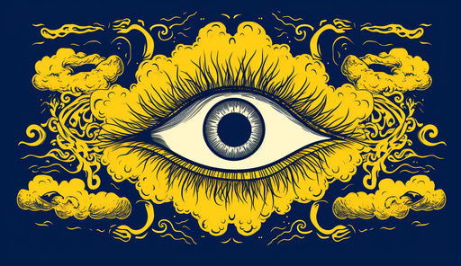 Cartoon eye symbol to identify lightning clouds