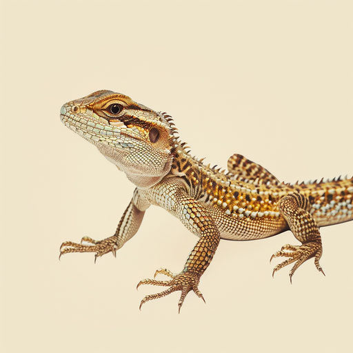 Realistic lizard on flat cream background