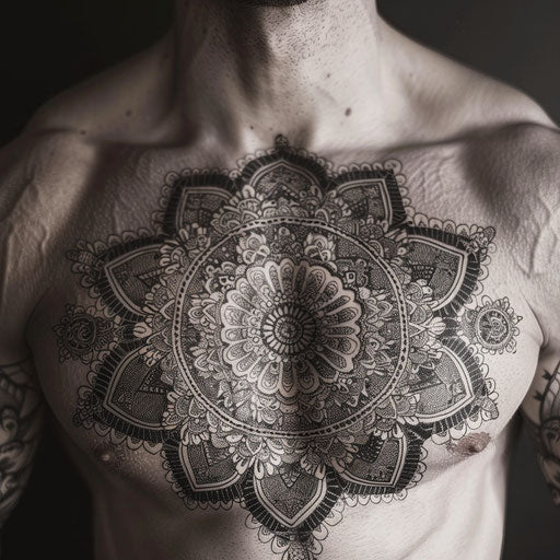 Intricate chest mandala, Guy Aitchison style