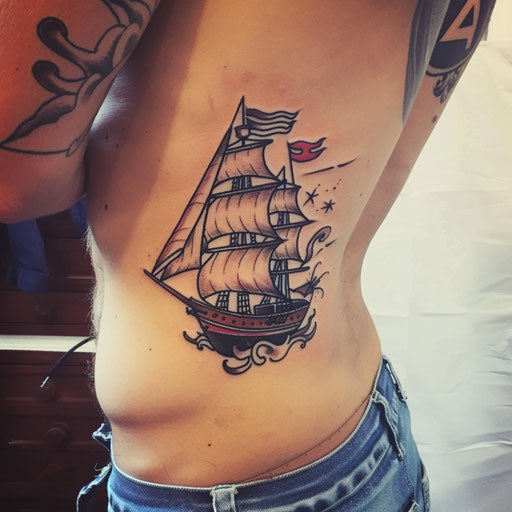 Rib tattoos for men with sailor motifs