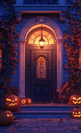 Haunted house for Halloween, pumpkins, spooky design