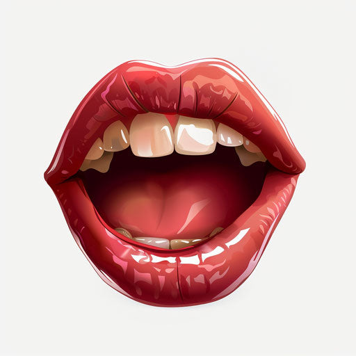 Cartoon mouth in photo realistic style with flat white background