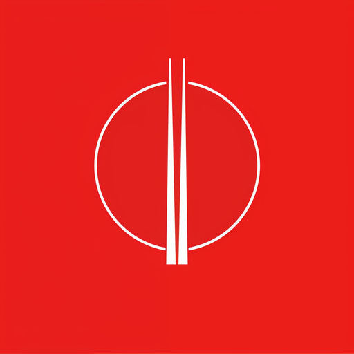 Asian cuisine logo with minimalist chopstick design and red background