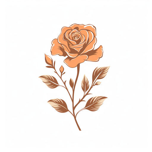 Minimalist-style rose drawing on white background