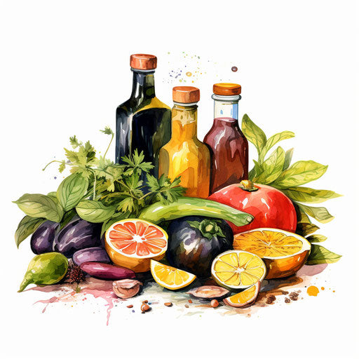 Nutrition illustration in the style of oil painting
