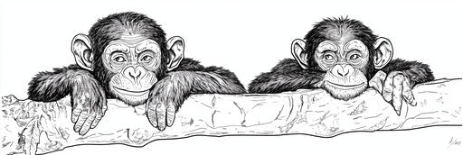 Very simple chimpanzee coloring page 3:1