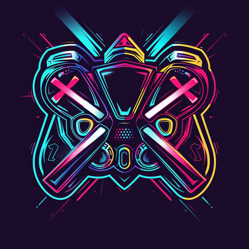 Futuristic gamers logo with neon elements on black background