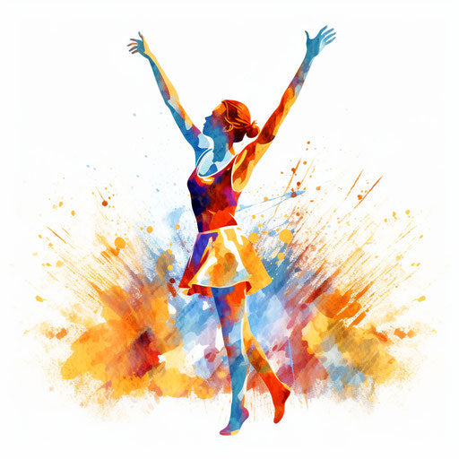 Gymnastics clipart in the style of Impressionistic Art, on white background