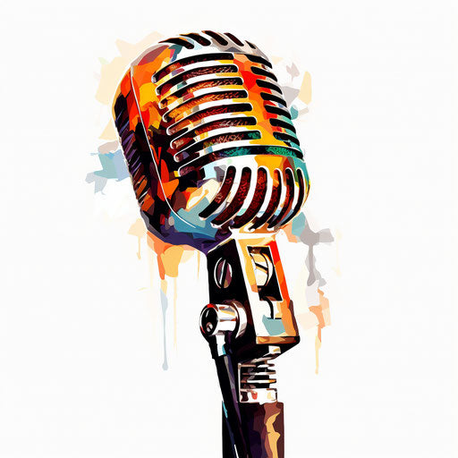 Microphone illustration in the style of oil painting